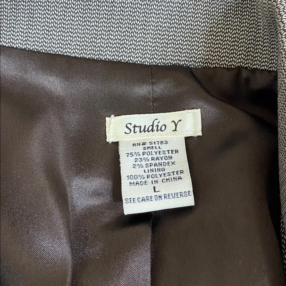 Vintage Y2K Studio Y Brown & White Pleated Short Sleeve Blazer Lace Trim Pockets - Picture 6 of 7